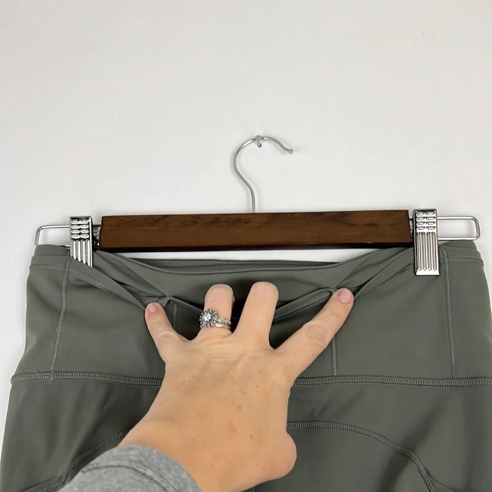 LULULEMON Fast & Free Crop II Nulux 19” Dark Olive 6 - Picture 6 of 13